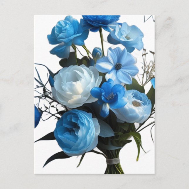 Blue & Whiite Flowers Postcard (Front)