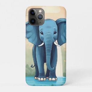 Blue Whimsical Baby Elephant, iPhone 11 Pro Case