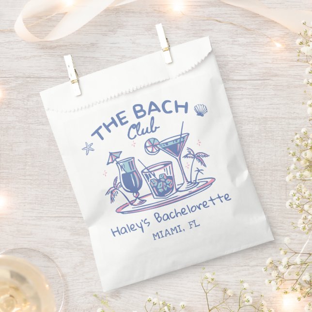 Blue Whimsical Beach Cocktail Bachelorette Party Favour Bag (Clipped)