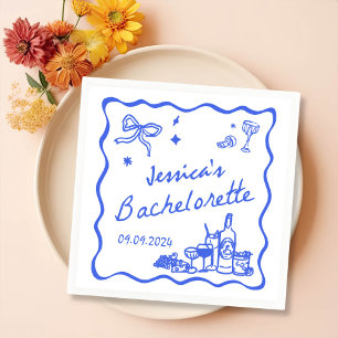 Blue Whimsical Cocktail Bachelorette Party Napkin