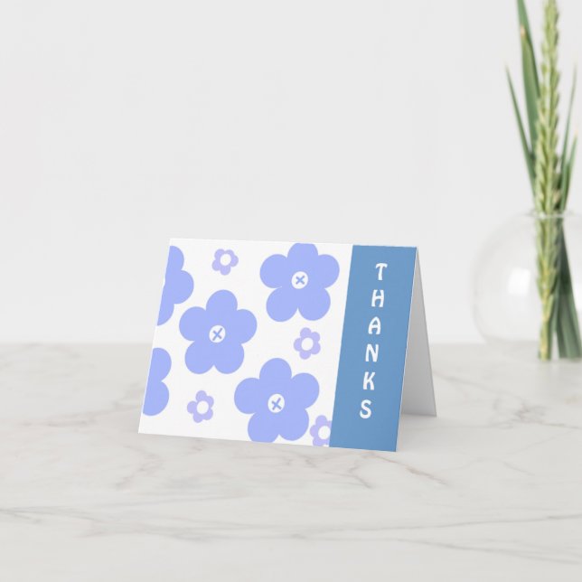 Blue Whimsical Flowers Thank You (Front)