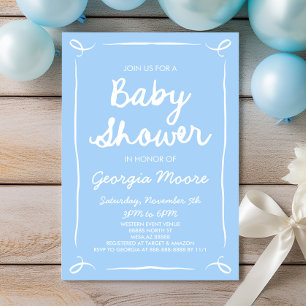 Blue Whimsical Hand Drawn Baby Shower Invitation