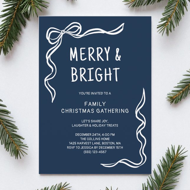 Blue Whimsical Hand Drawn Family Christmas Party Invitation (Blue Whimsical Hand Drawn Family Christmas Party Invitation)
