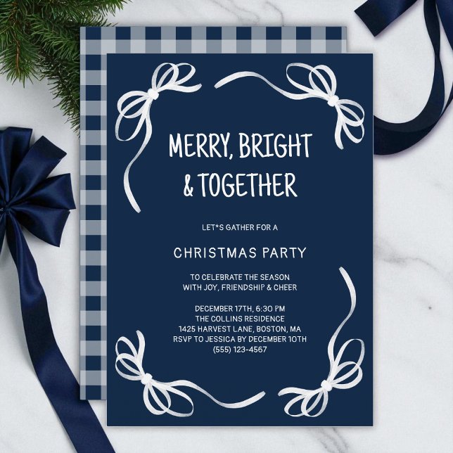 Blue Whimsical Hand Drawn Friends Christmas Party Invitation (Blue Whimsical Hand Drawn Friends Christmas Party Invitation)