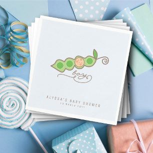 Blue Whimsical Peas in a Pod Boy Baby Shower Party Napkin