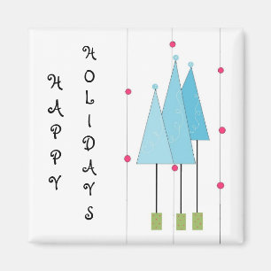 Blue Whimsical Trees Magnet
