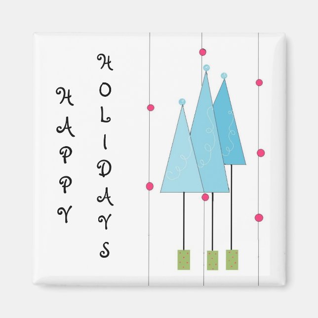 Blue Whimsical Trees Magnet (Front)