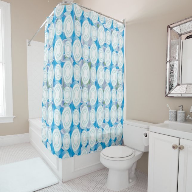 Blue Whirlpool Bubble Shower Curtain (In Situ)