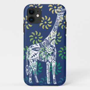 Blue Whirls Giraffe iPhone Case