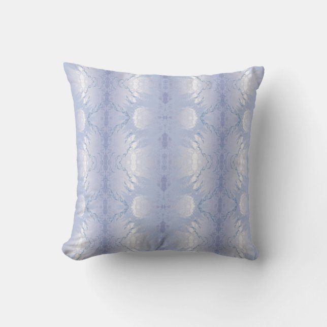 Blue Whisper Damask Throw Pillow (Front)