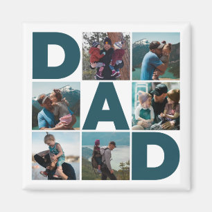 Blue & White 6 Photo Collage Dad  Magnet