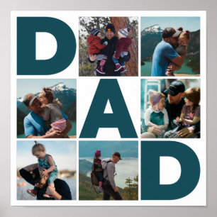 Blue & White 6 Photo Collage Dad  Poster