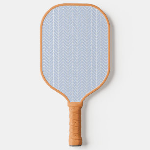 Blue & White Abstract Diagonal Chevron Pattern Pickleball Paddle