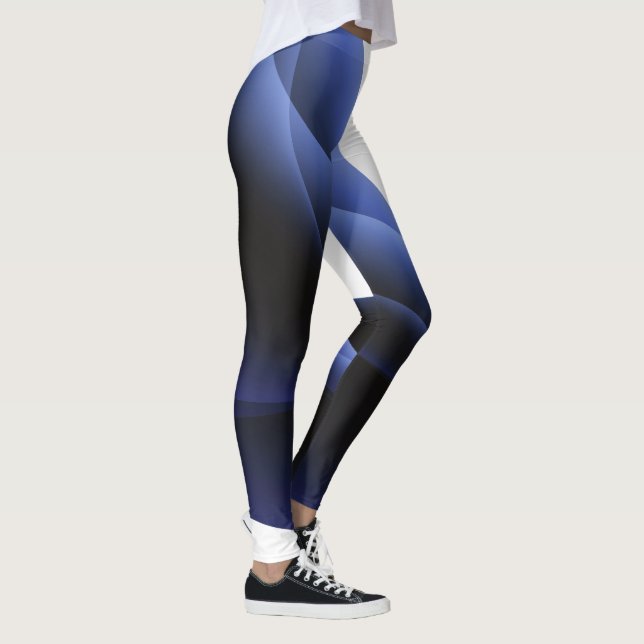 Blue & White Abstract Leggings (Right)