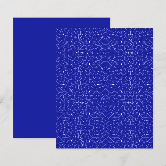 Blue White Abstract Mosaic Scrapbook Paper (Front/Back)