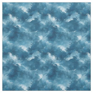 Blue & White Abstract Watercolor Fabric