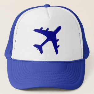 Blue white airplane design trucker hat