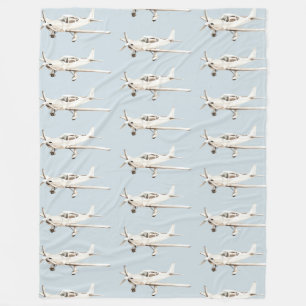 Blue White Airplanes Fleece Blanket