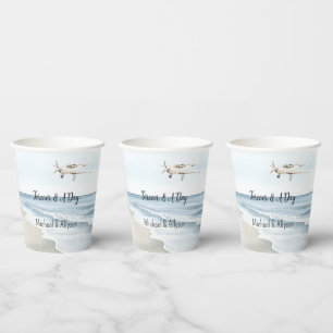 Blue White Airplanes Paper Cups