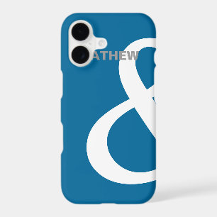 Blue White Ampersand Lovers Names Matching Left