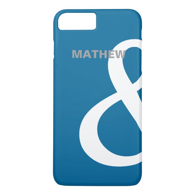 Blue White Ampersand Lovers Names Matching Left Case-Mate iPhone Case (Back)