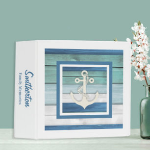 Blue White Anchor Nautical Family Memories Binder