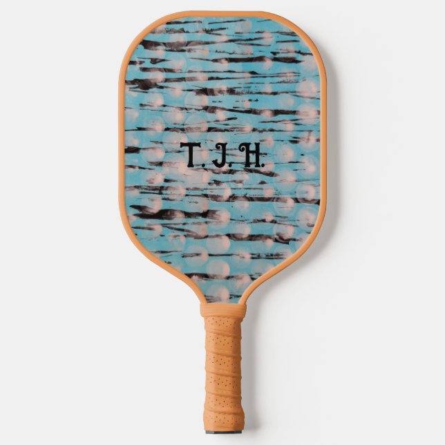 Blue, White, and Black Abstract Design Pickleball Paddle (Front)