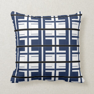Blue White and Black Classic Throw Pillow