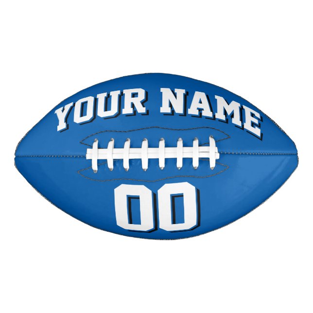 BLUE WHITE AND BLACK Custom Football (Front)