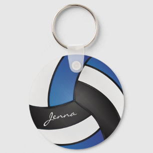 Blue, White and Black Volleyball Keychain