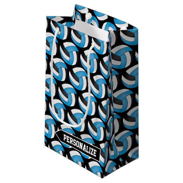  Blue,White and Black 🏐 Volleyball - Personalize Small Gift Bag (Front Angled)