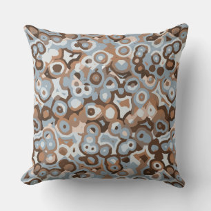 Blue White and Brown Geometric Abstract Throw Pillow