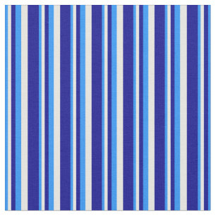 Blue, White, and Dark Blue Coloured Lined Pattern Fabric