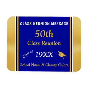 Blue, White and Gold 50th High  Reunion Souvenirs Magnet
