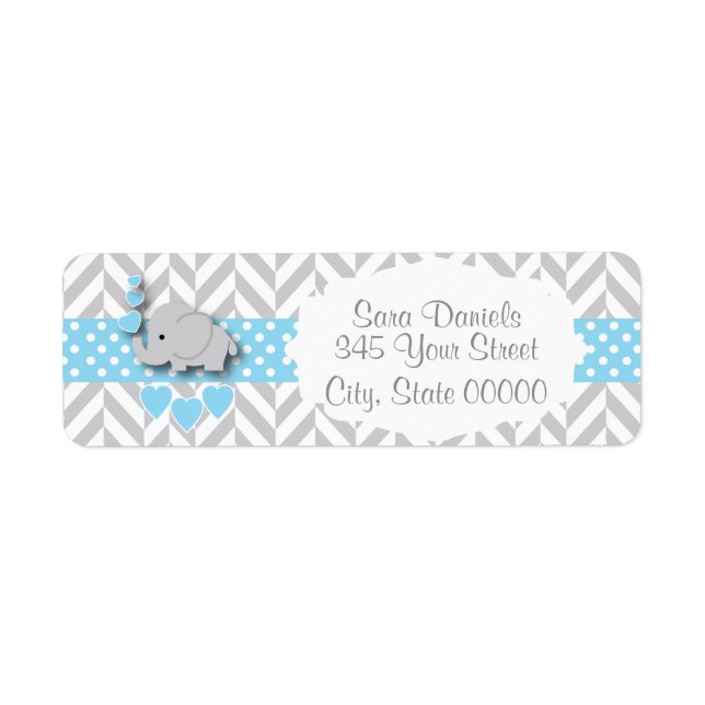 Blue, White and Gray Elephant Baby Shower (Devant)