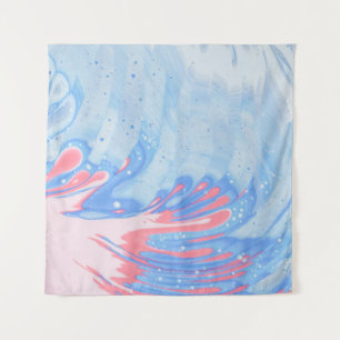 BLUE WHITE AND RED ABSTRACT PAINTING TAPESTRY