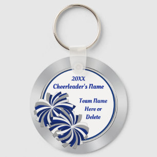 Blue, White and Silver Custom Cheerleader Gifts Keychain