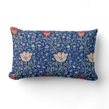 Blue, White and Tulips Floral Throw Pillow