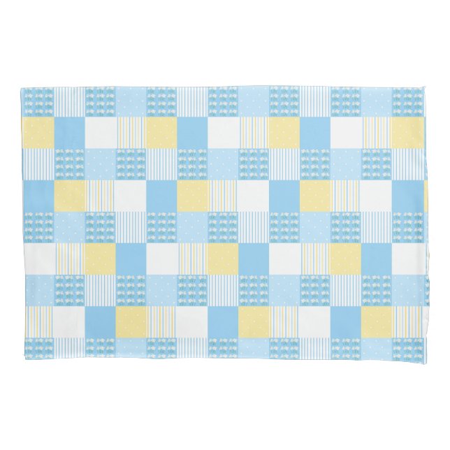 Blue white and yellow daisy quilt   pillowcase (Front)