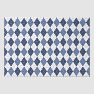 blue white argyle plaid tissue paper