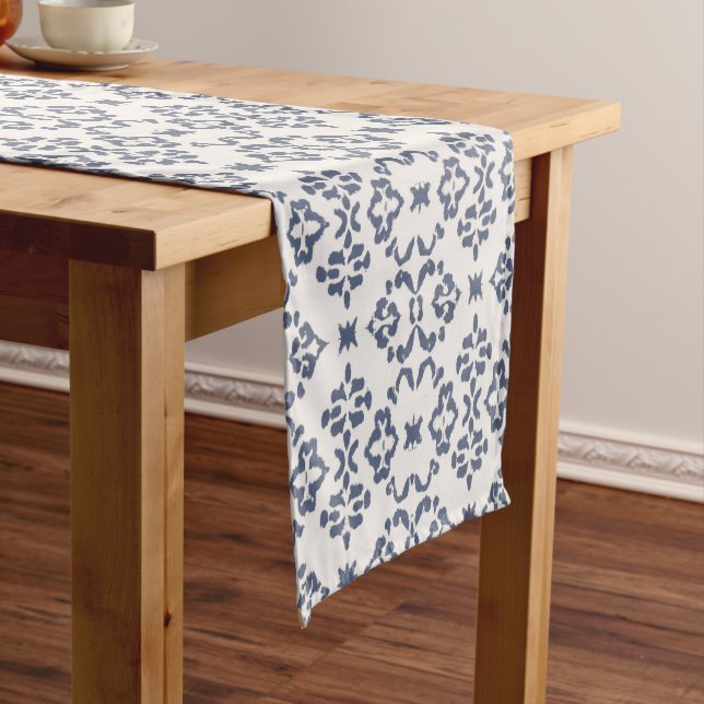 Blue & White Bali Boho Short Table Runner (In Situ)