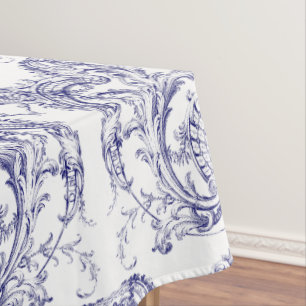 Blue & White Baroque Rococo Pattern Tablecloth