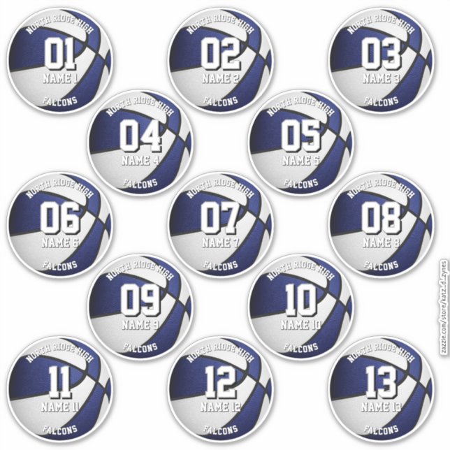 blue white basketball custom players names (Front)