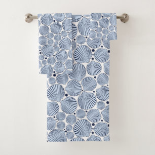 Blue white bath towel set
