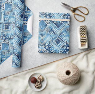 Blue White Batik Wrapping Paper
