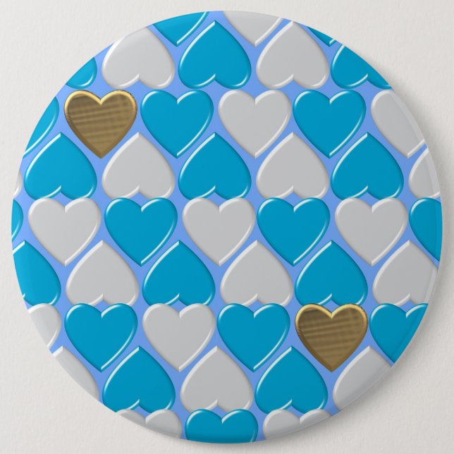 Blue, white Bavarian pattern. 6 Inch Round Button (Front)