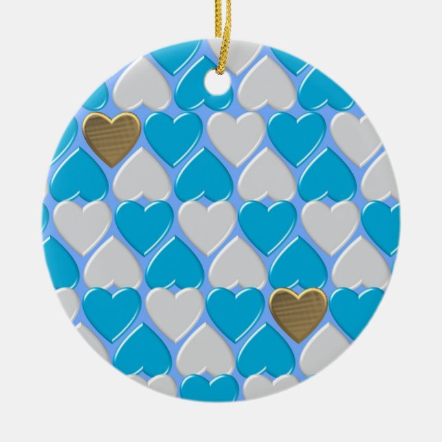 Blue, white Bavarian pattern. Ceramic Ornament (Front)