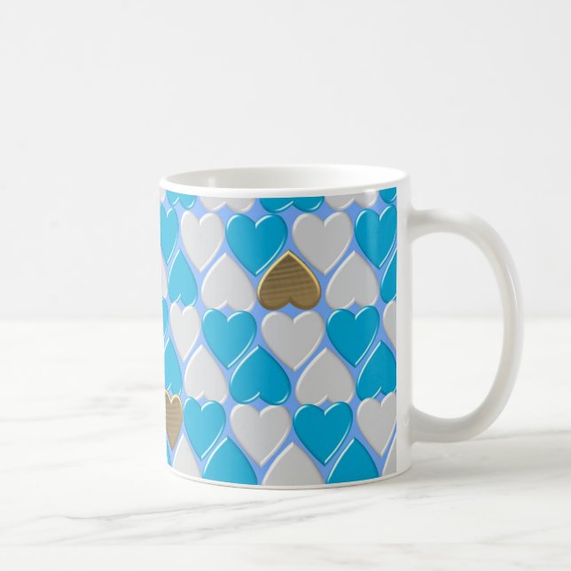 Blue, white Bavarian pattern. Coffee Mug (Right)