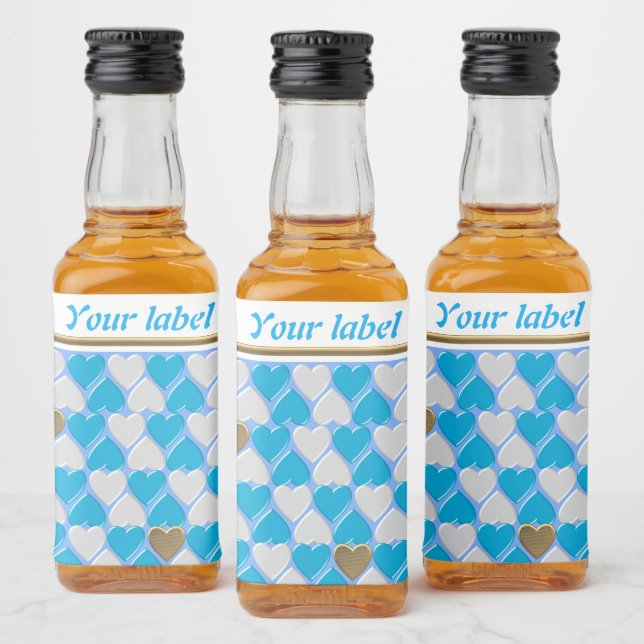 Blue, white Bavarian pattern ,personalized Liquor Bottle Label (Bottles)