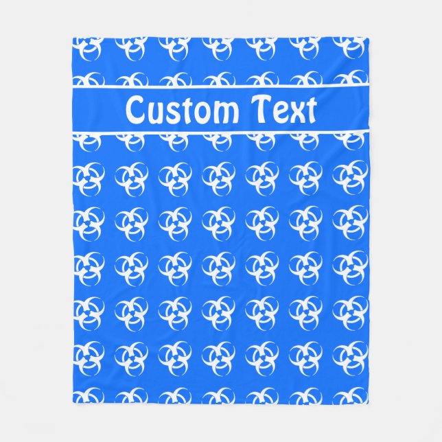 Blue & White Biohazard Warning Blanket w/ Text (Front)